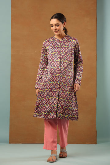 Russian violet mashru silk jacket long