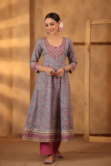 Steel blue Anarkali