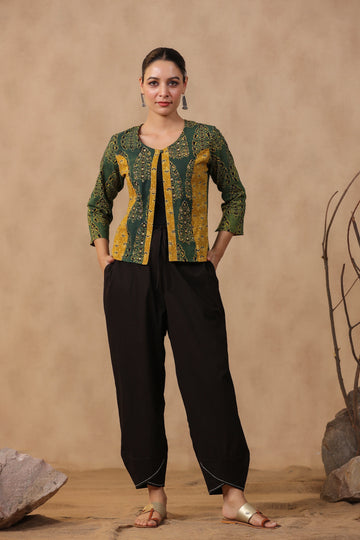 Shuddhi Mustard and Green Koti Jacket