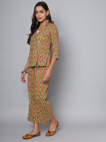 Shuddhi Mustard and blue cord set