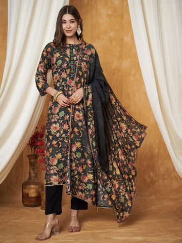 Label khoj printed Kurta with Trousers & With Dupatta