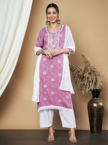 Label Khoj Ethnic Motifs Printed Sequins Embroidered Work Kurta,Trouser With dupptta