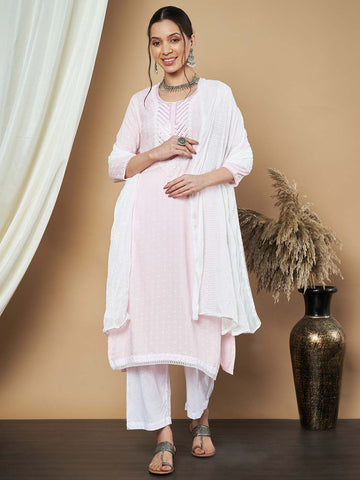 Label Khoj Ethnic Motifs Printed Sequins Embroidered Work Kurta,Trouser With dupptta