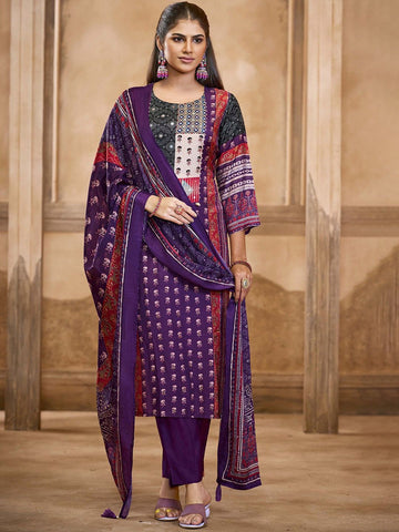 Label khoj Women maslin priint kurta, trouser and dupptta set