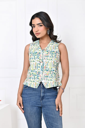 Off White and Teal Koti