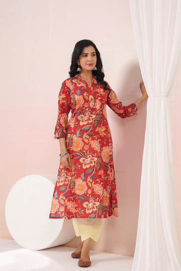 Shuddhi Red and Green Semi Aline