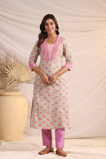 Shuddhi Green and Purple Kurta