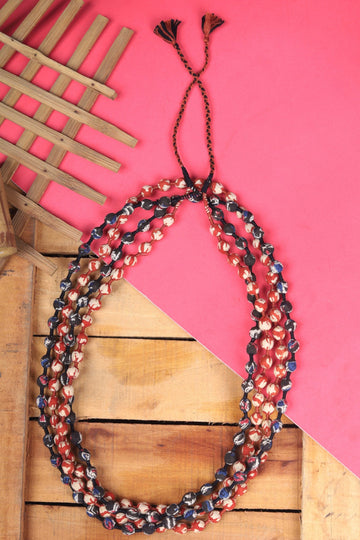 Black With Lapis Blue Beaded Maala