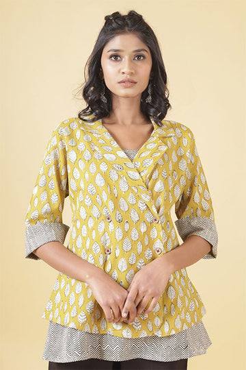Mustard and black double layered short top