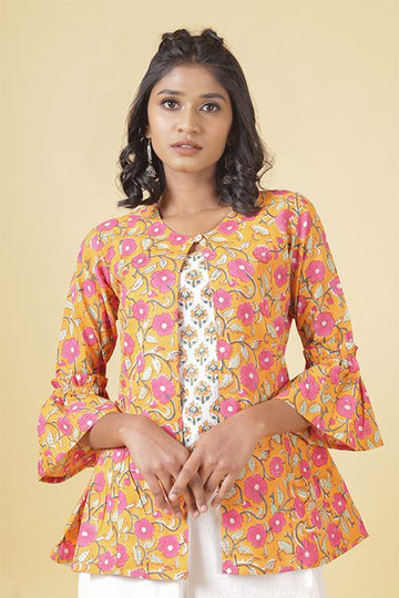 Orange And Pink Short Double Layered Top