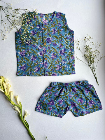 Shuddhi Blue and Green Jhabla set