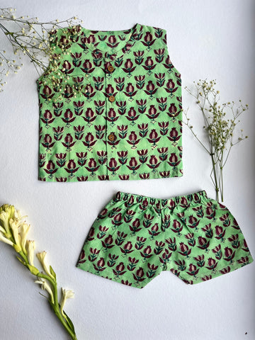 Shuddhi Mint Green Jhabla set