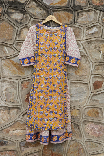 Saffron Yellow A line Kurta