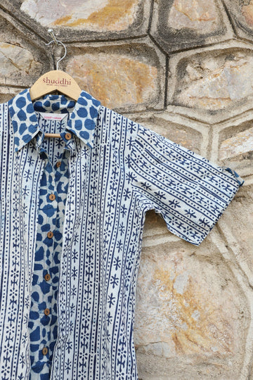Indigo Blue Jacket Style Short Kurta