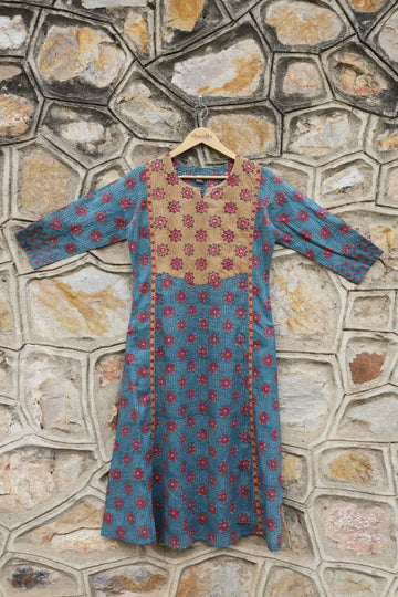 Lapis Lazuli blue with combination of Blush Pink A line Kurta