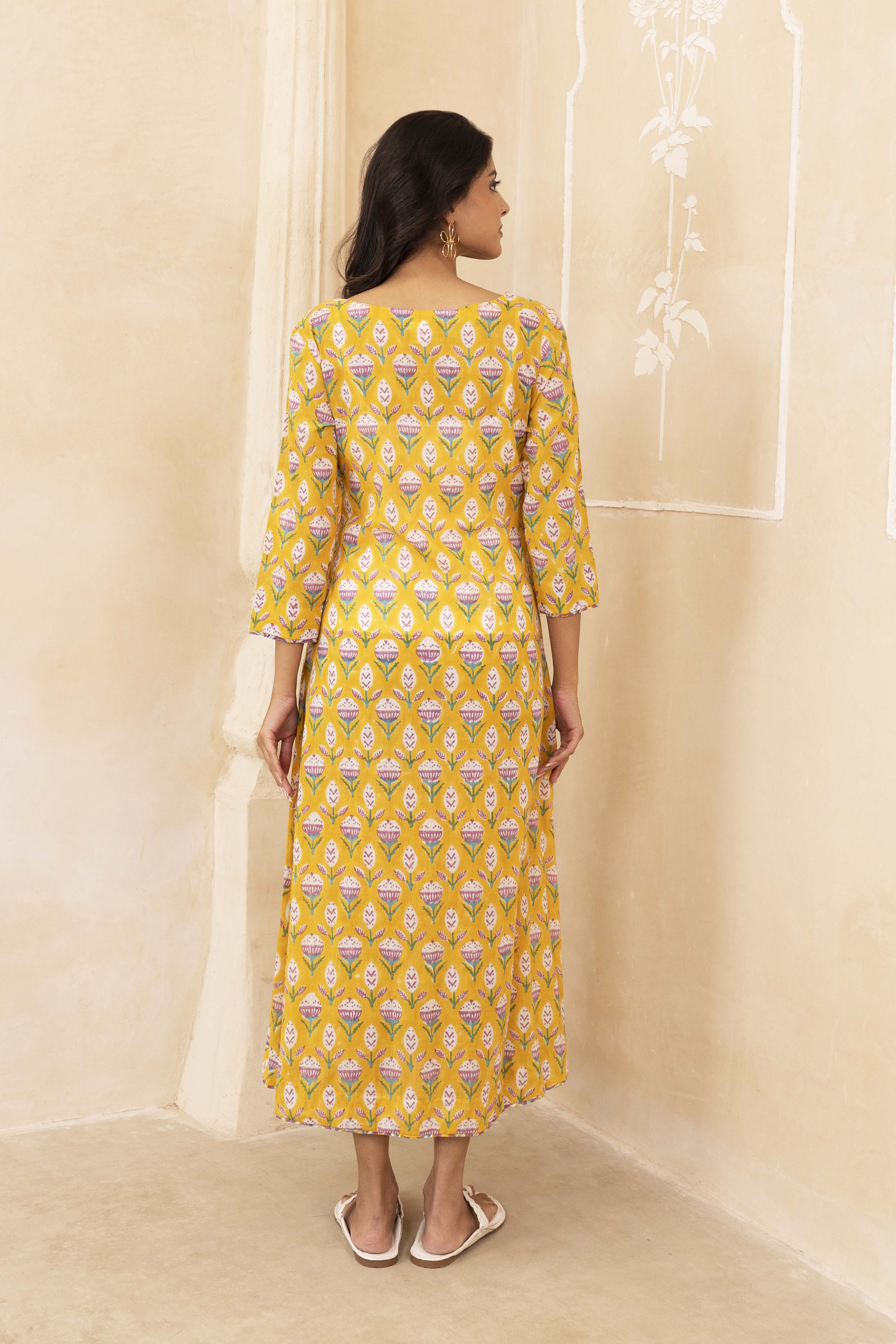Yellow Pleated Dress