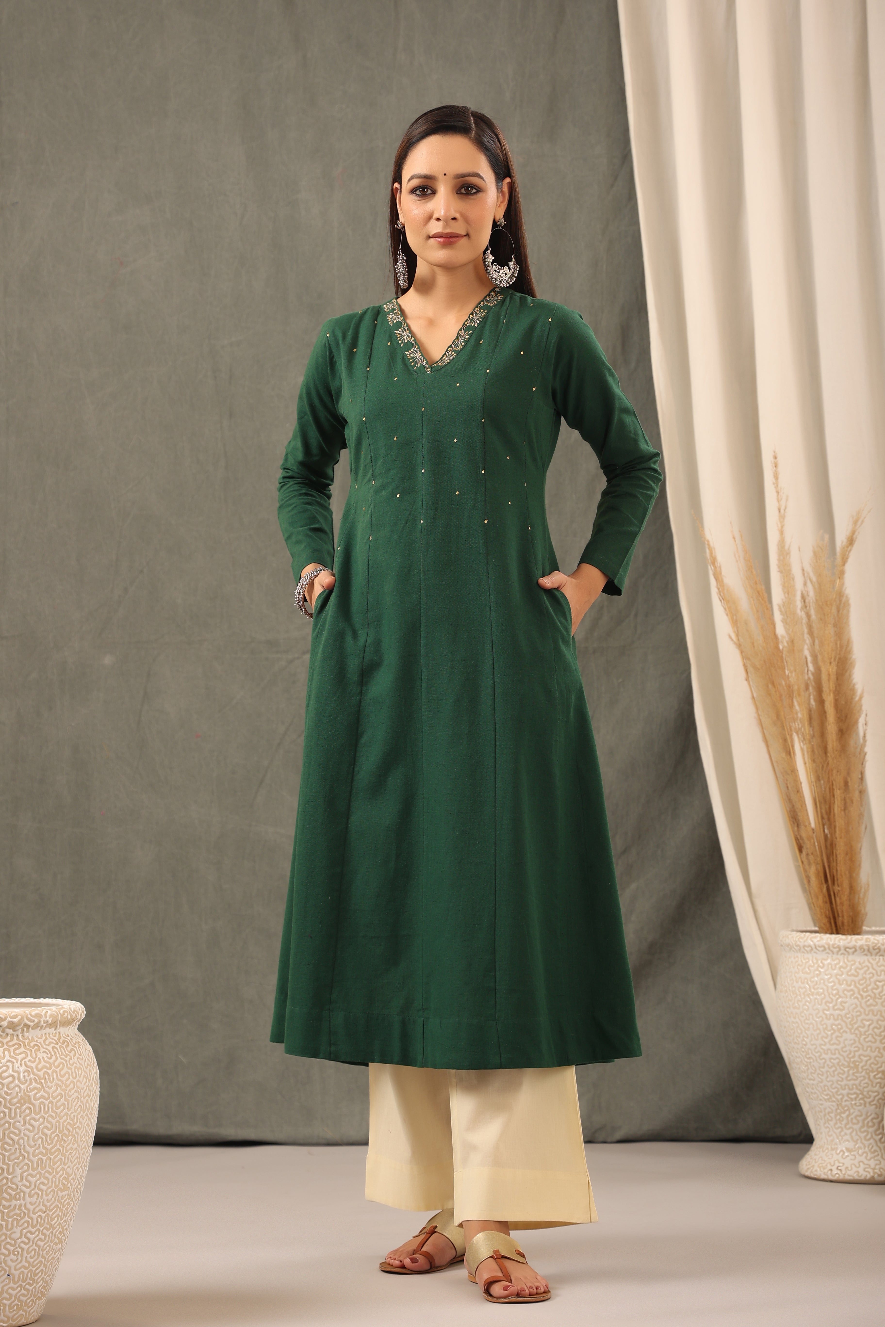 Phthalo Green Anarkali Kurta and Duppatta Set