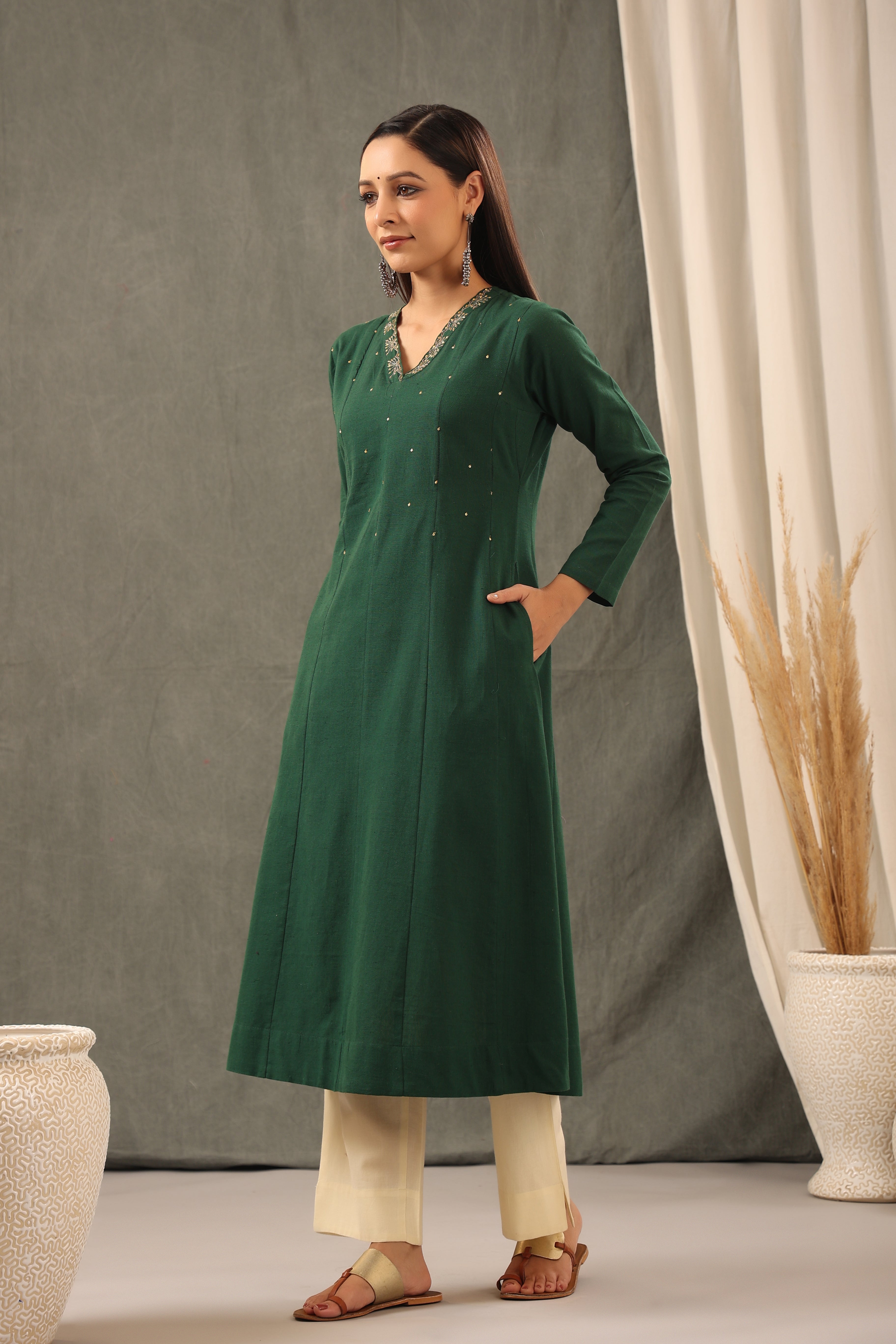 Phthalo Green Anarkali Kurta and Duppatta Set