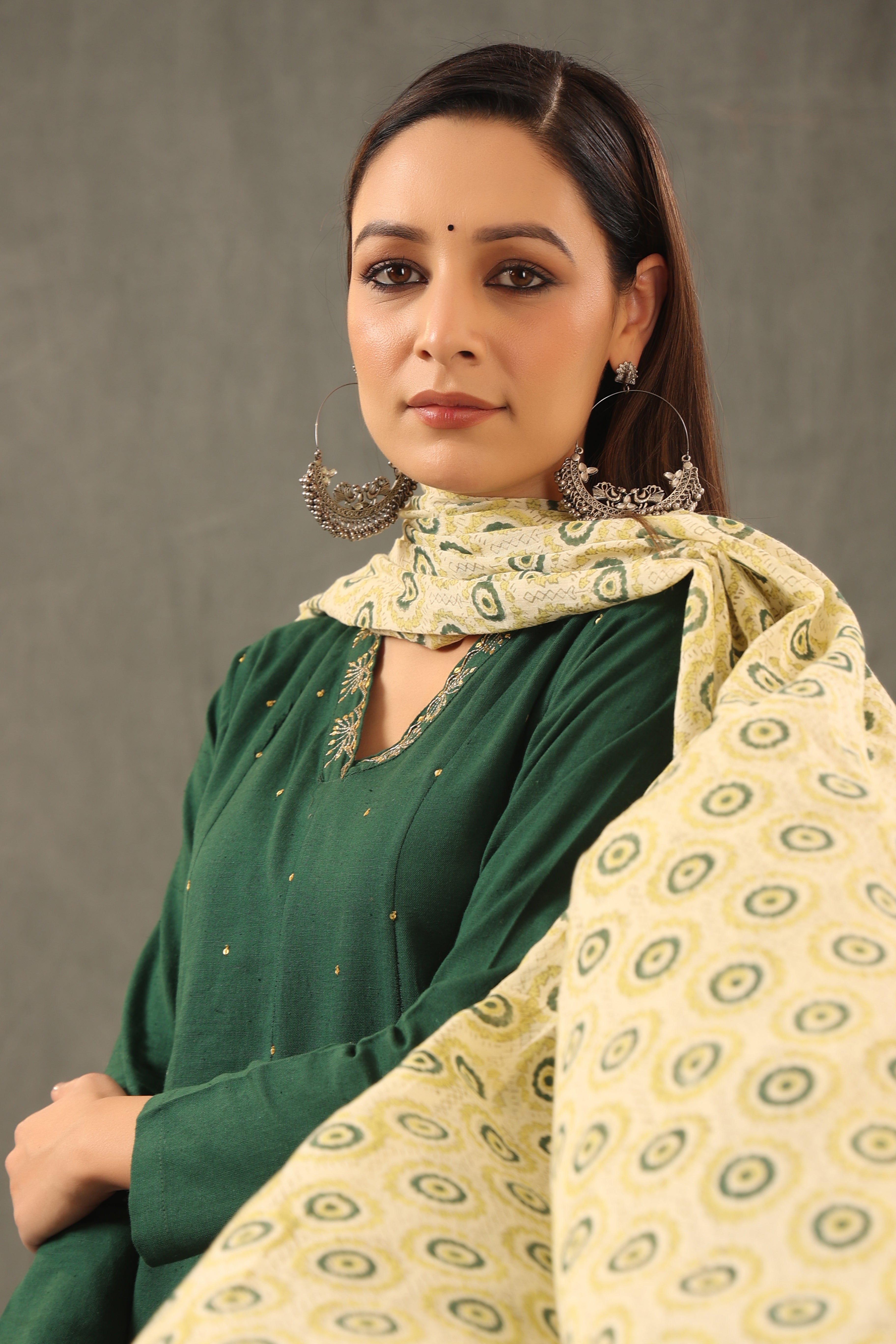 Phthalo Green Anarkali Kurta and Duppatta Set