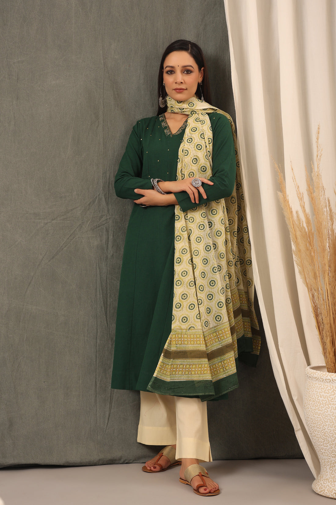 Phthalo Green Anarkali Kurta and Duppatta Set