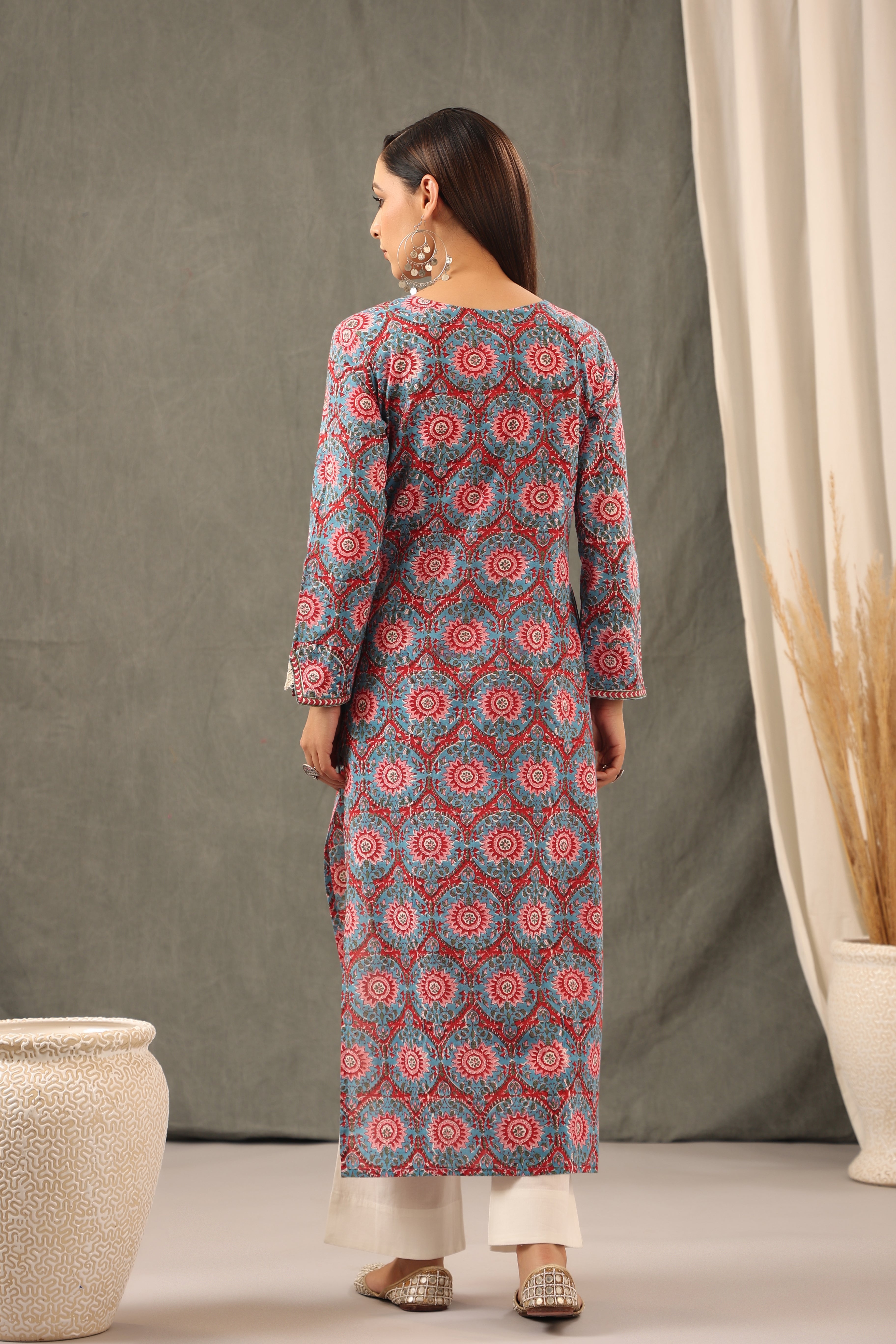 Cyan Blue Straight Kurta