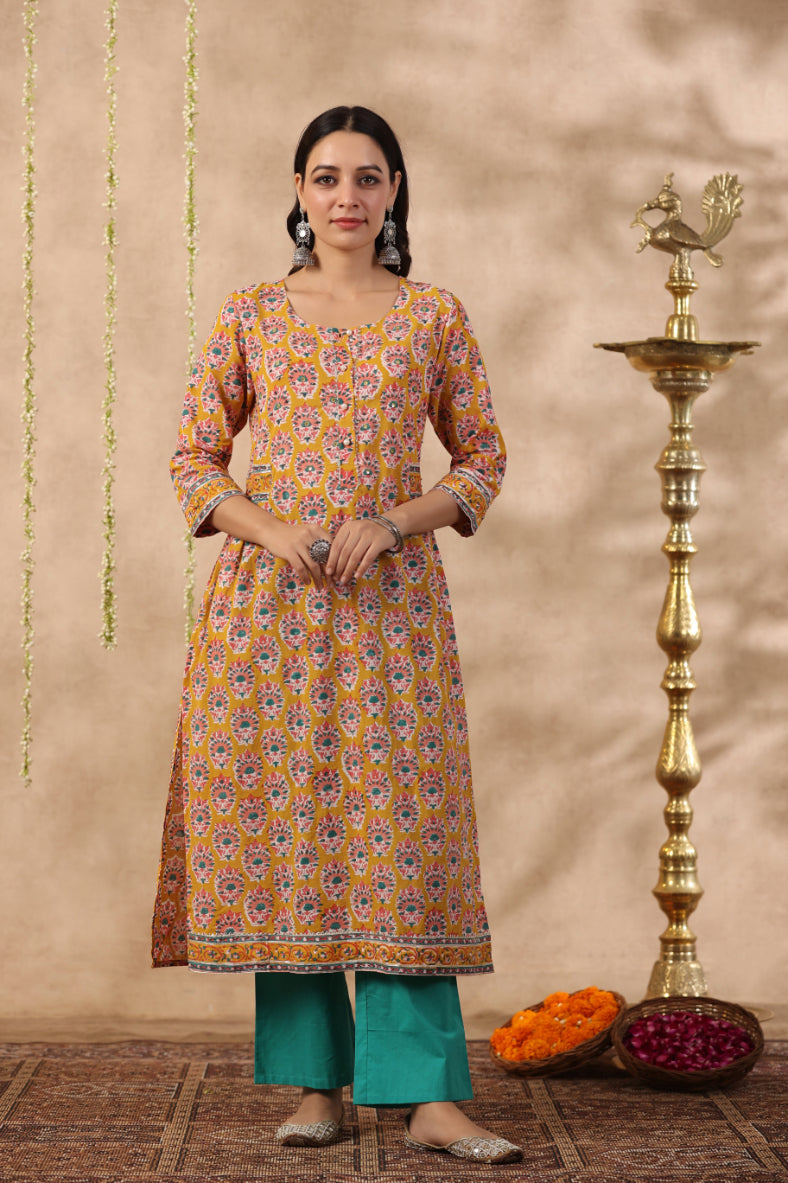 Shuddhi yellow and blue 2 piece set