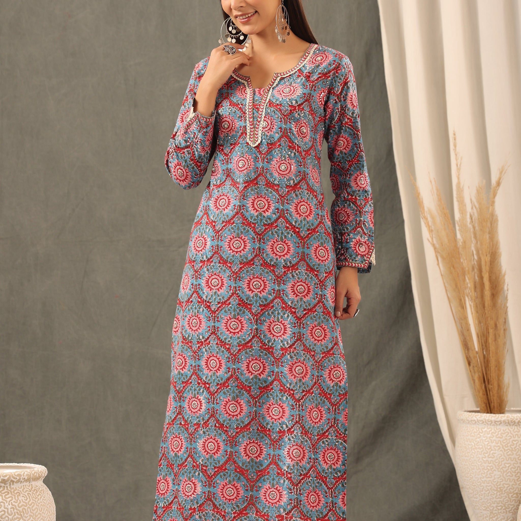Cyan Blue Straight Kurta