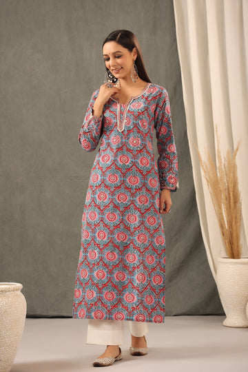 Cyan Blue Straight Kurta