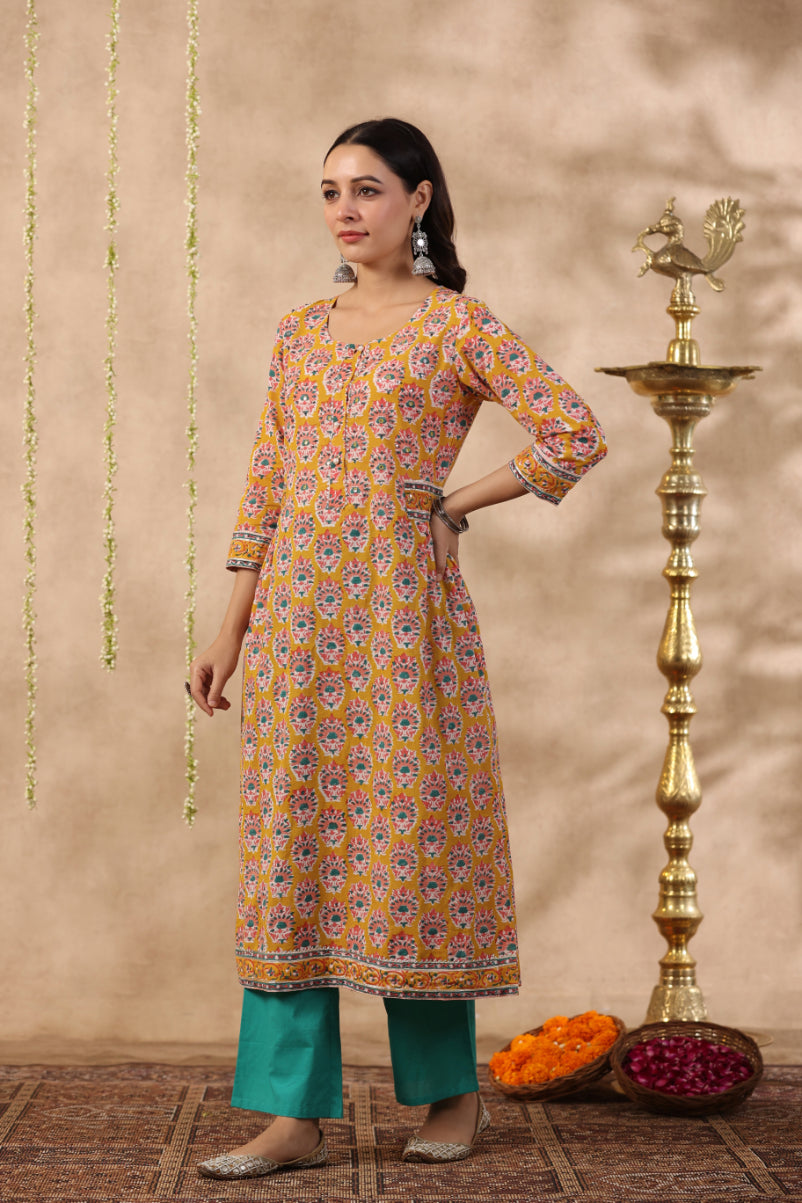 Shuddhi yellow and blue 2 piece set