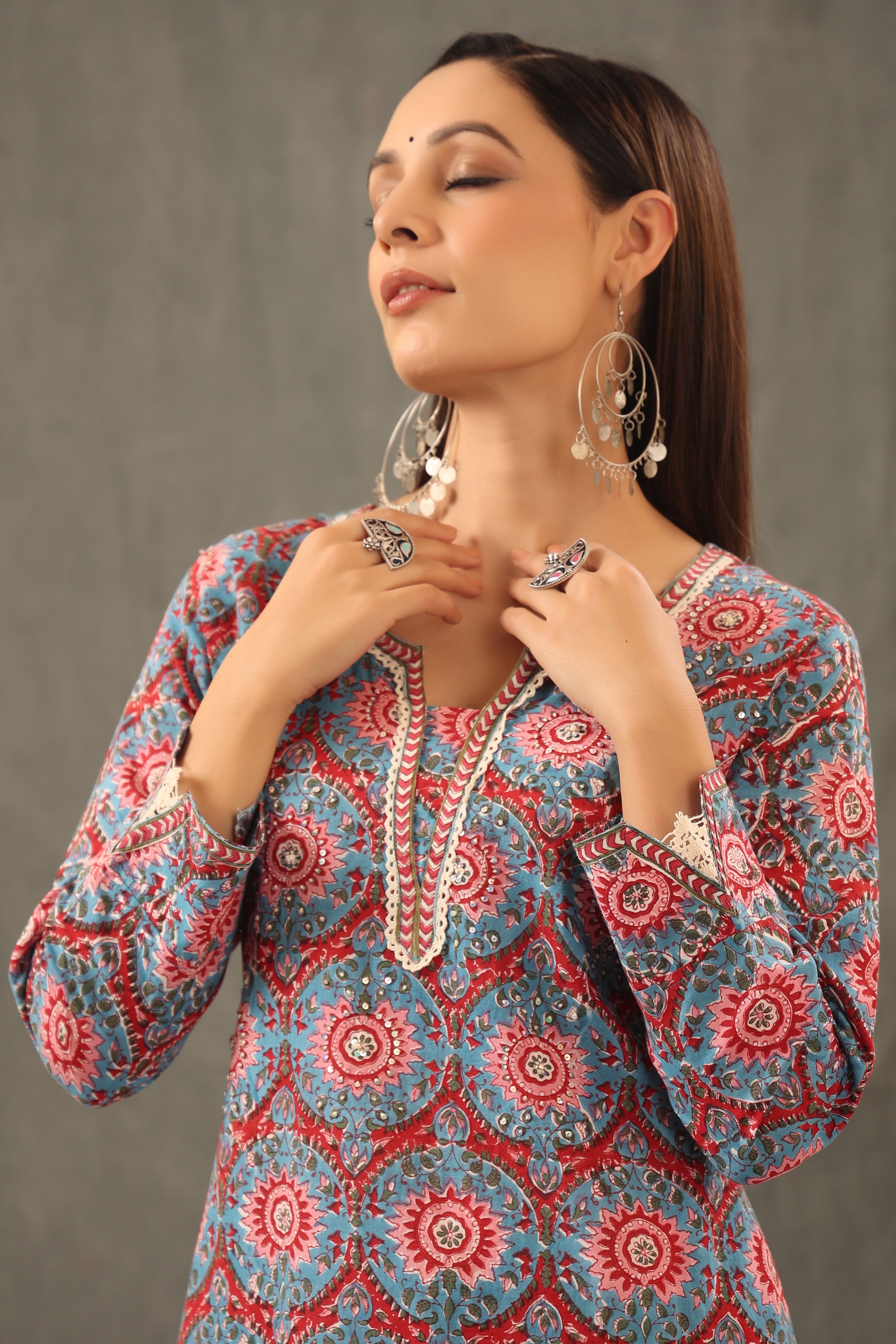 Cyan Blue Straight Kurta