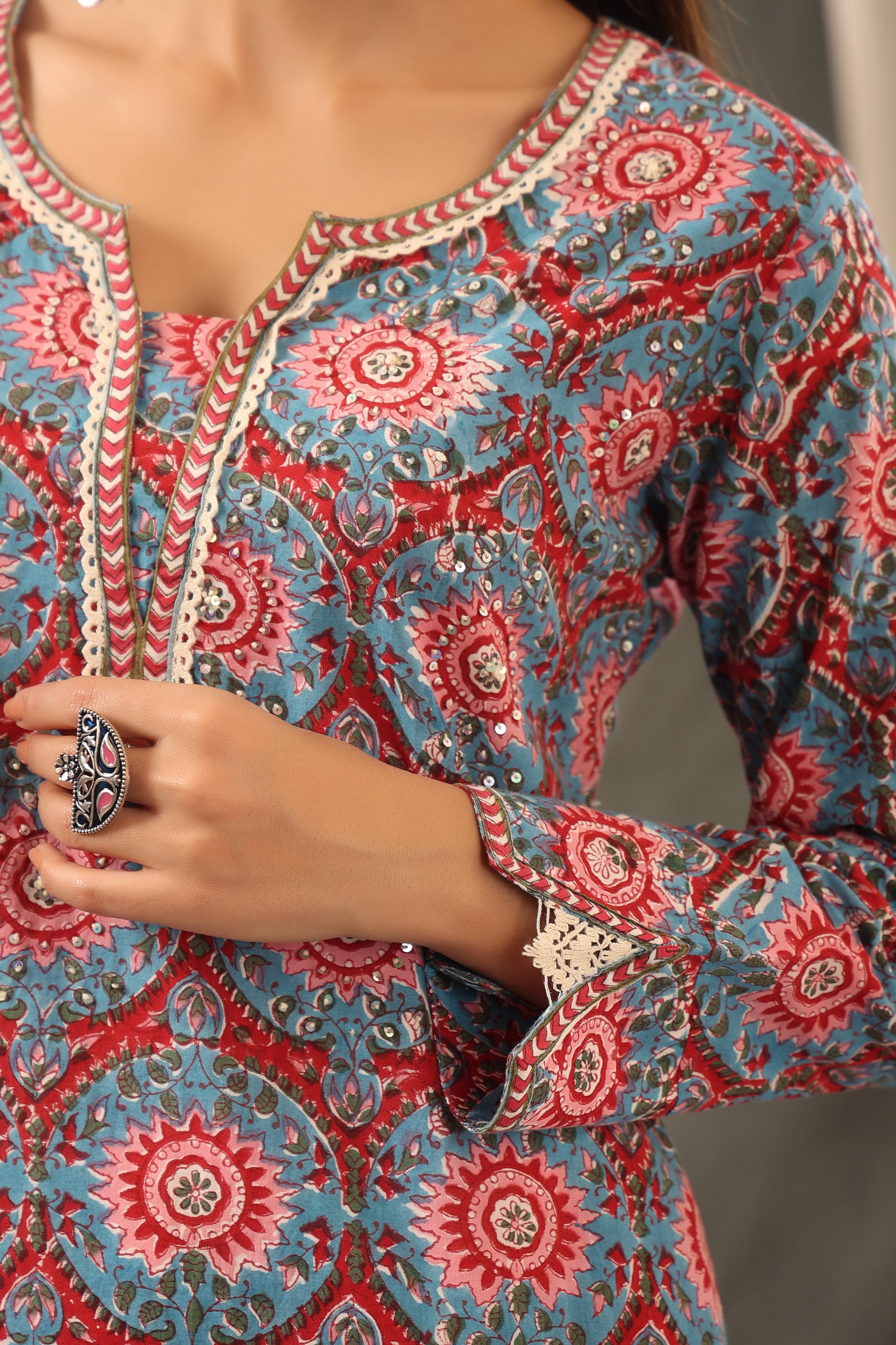 Cyan Blue Straight Kurta