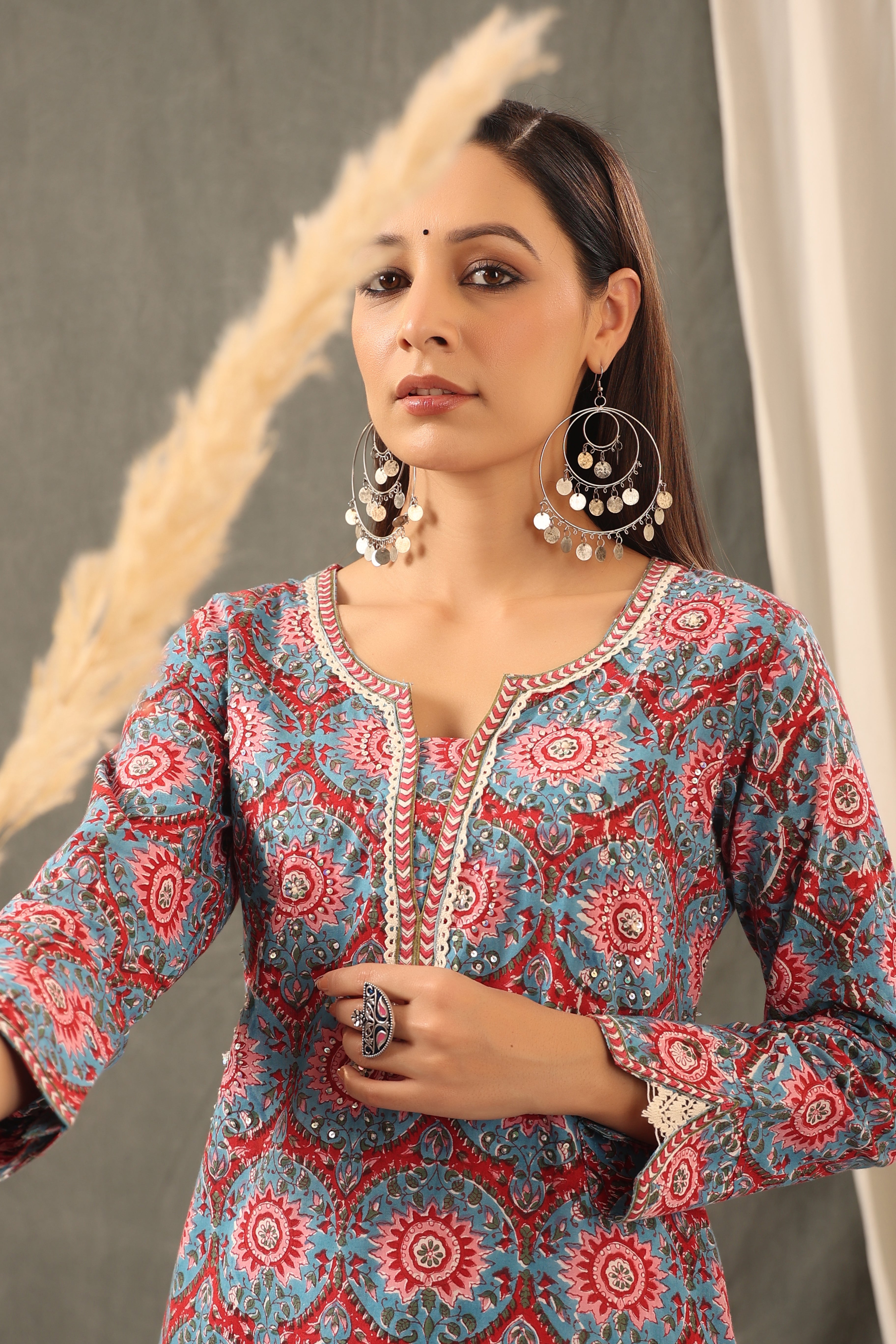 Cyan Blue Straight Kurta