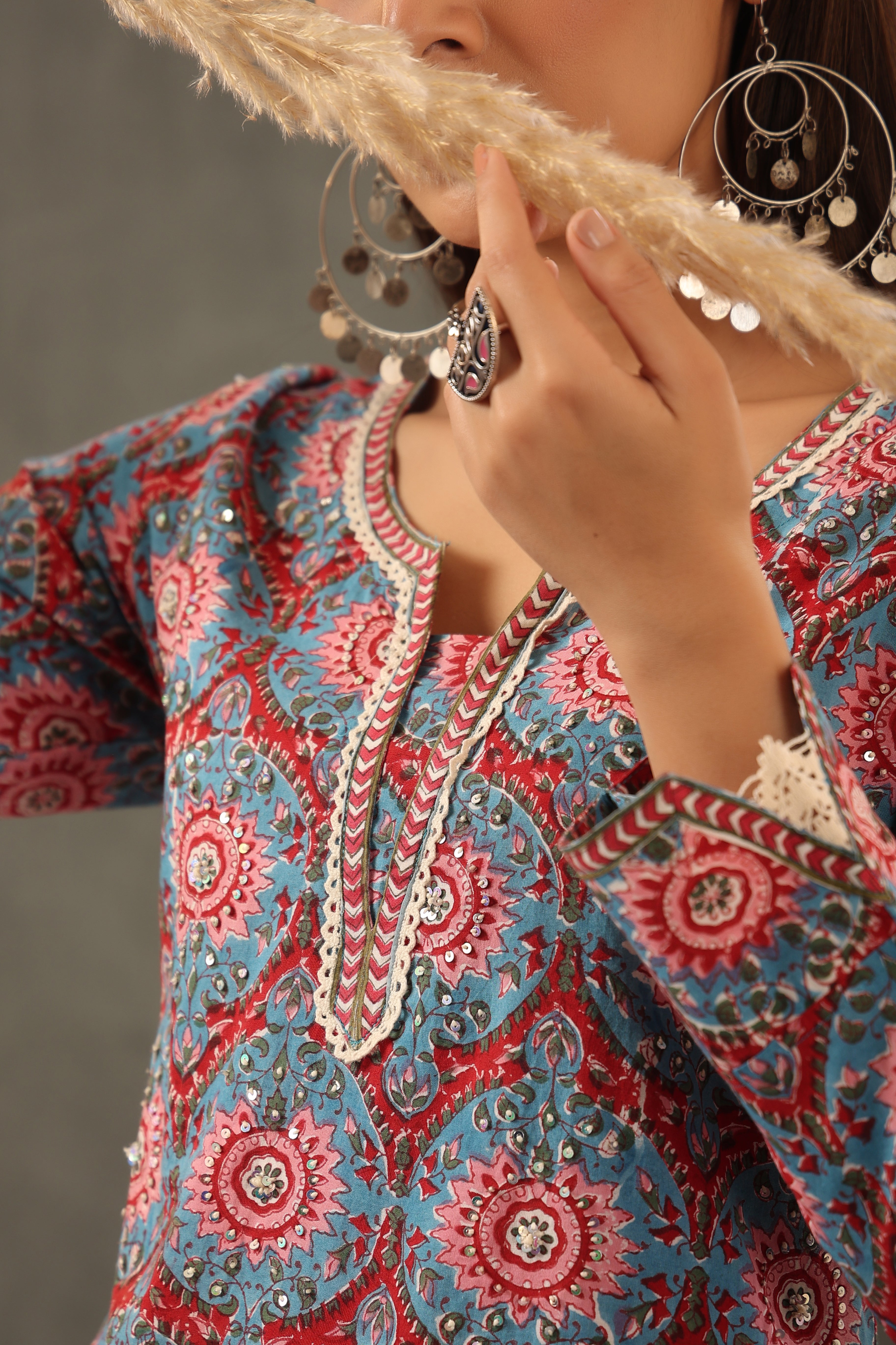 Cyan Blue Straight Kurta