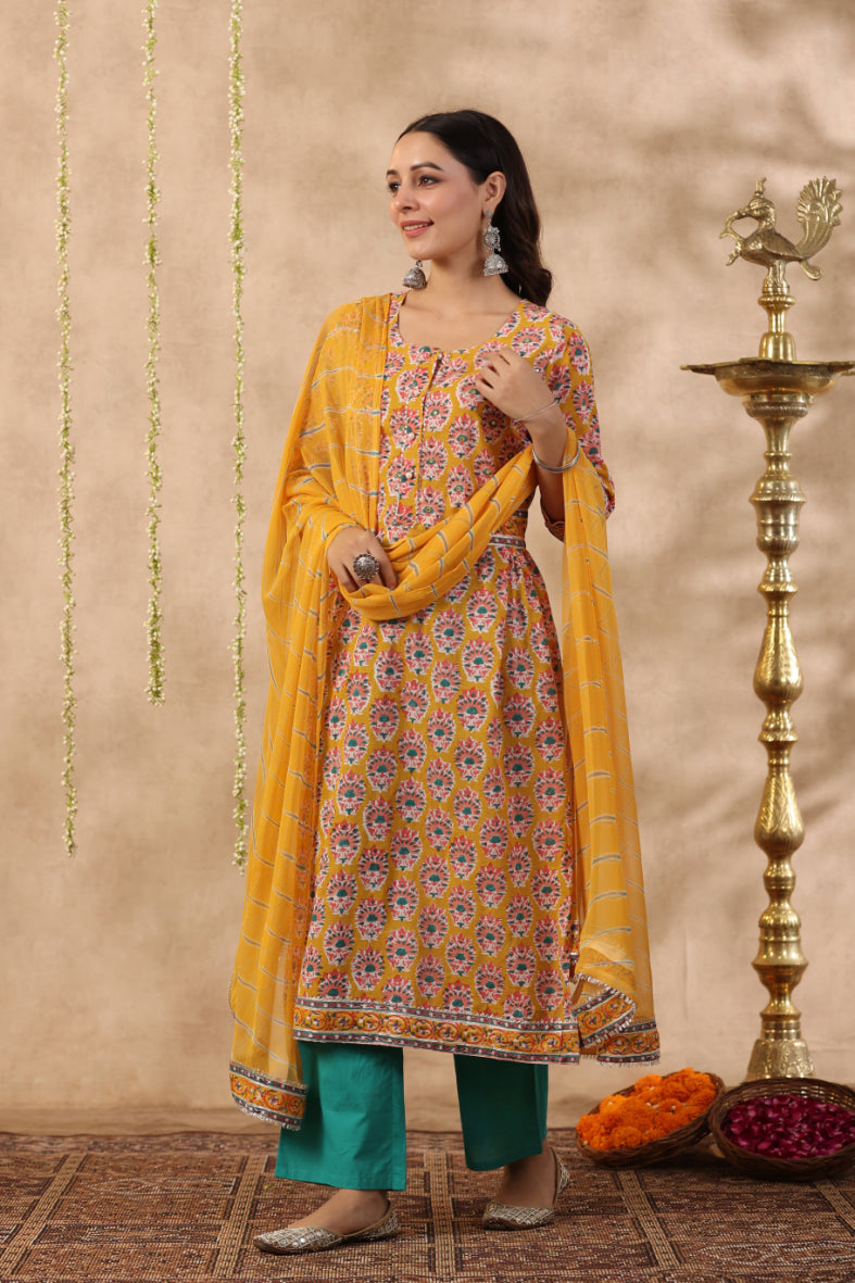 Shuddhi yellow and blue 2 piece set
