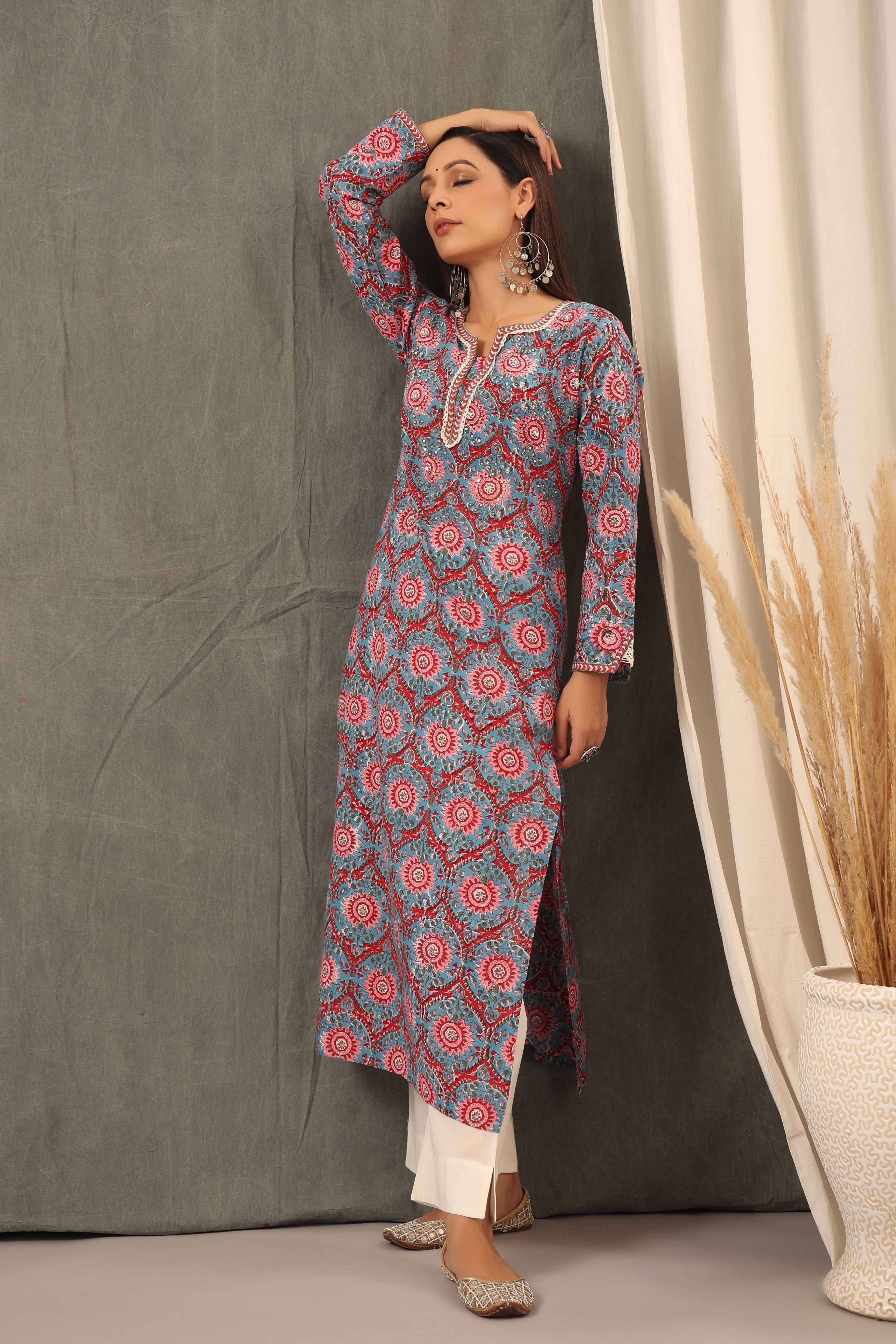 Cyan Blue Straight Kurta