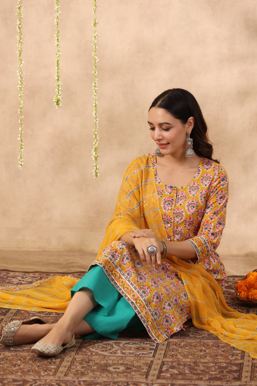 Shuddhi yellow and blue 2 piece set