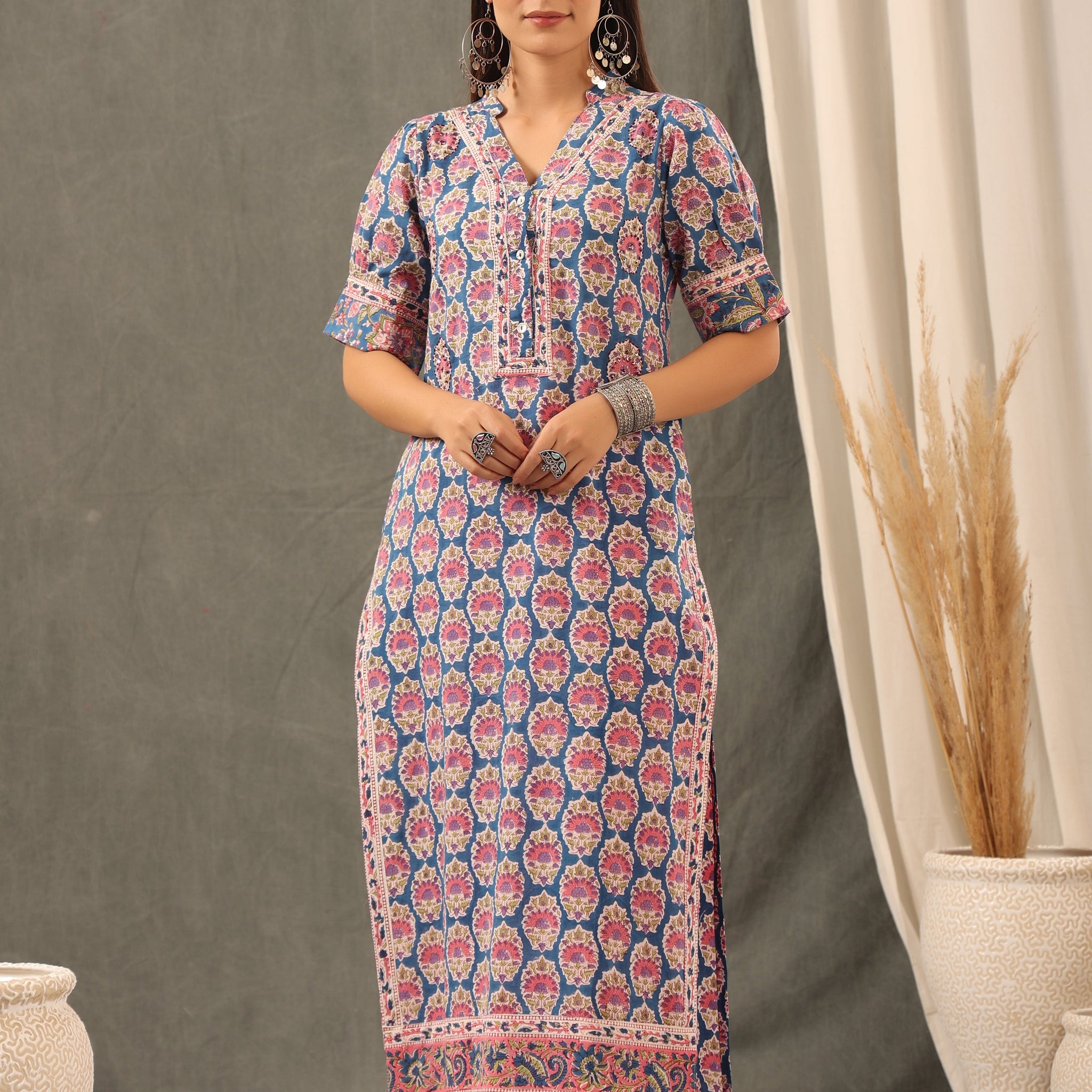 Persian Blue Straight Kurta