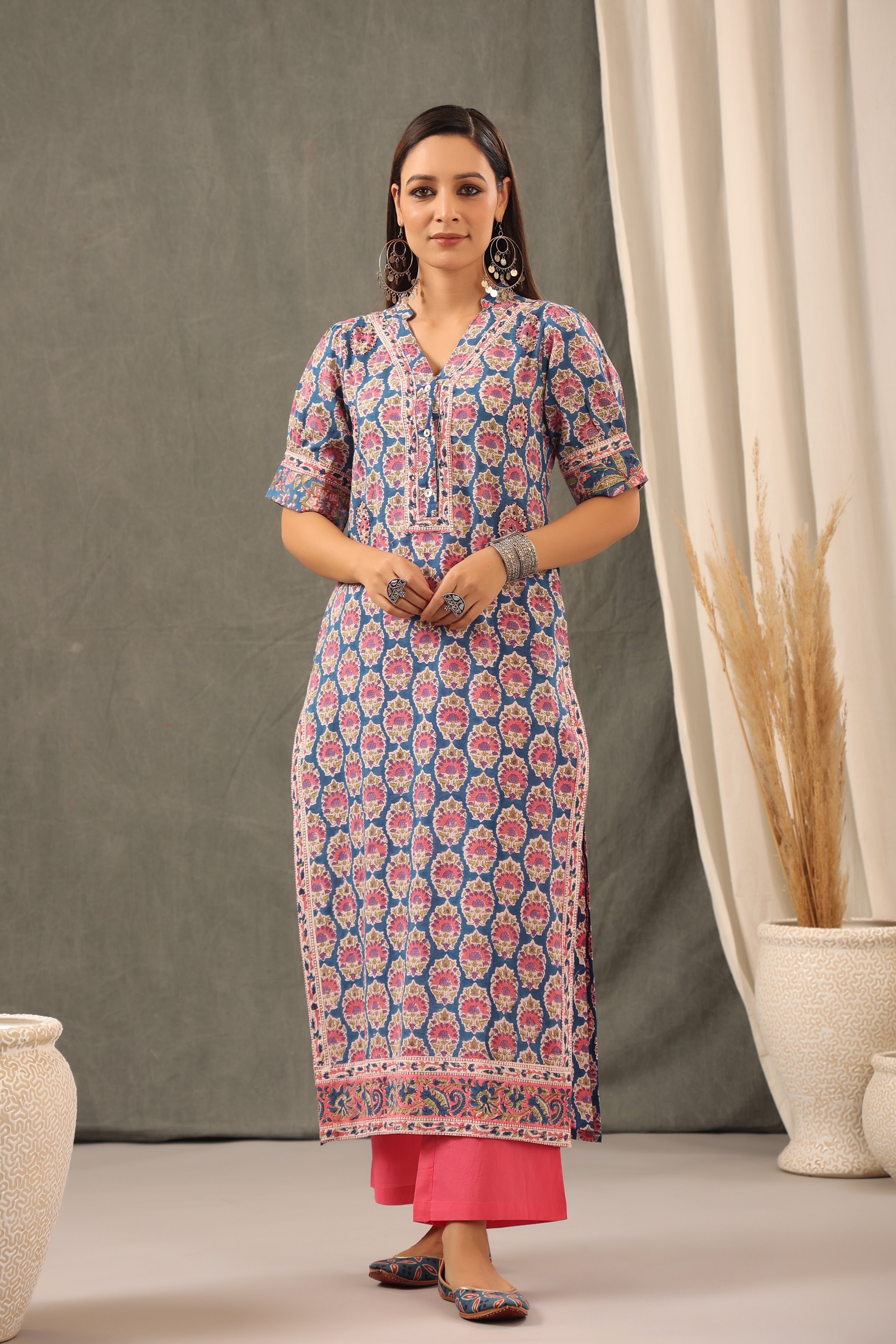 Persian Blue Straight Kurta