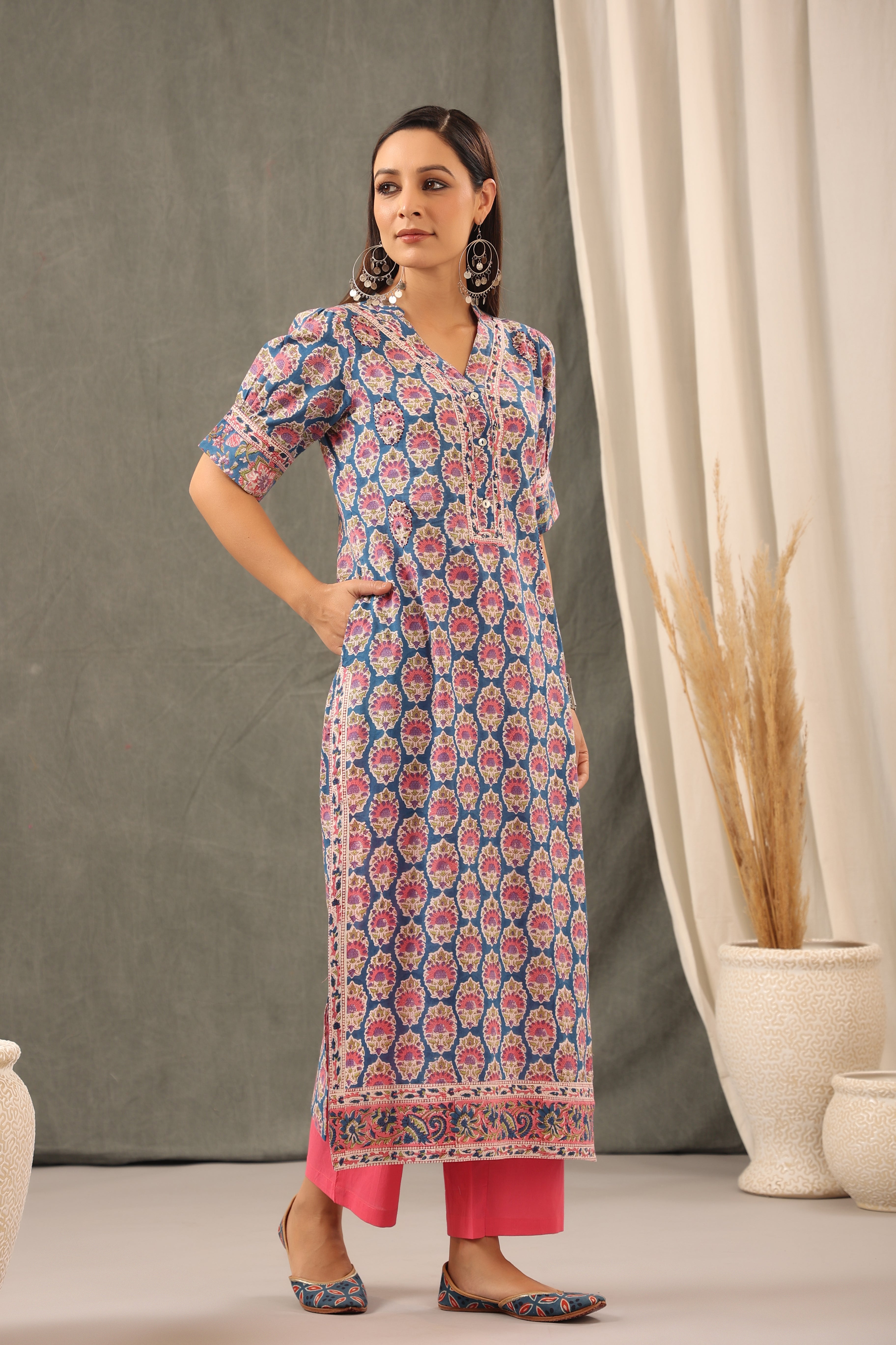 Persian Blue Straight Kurta