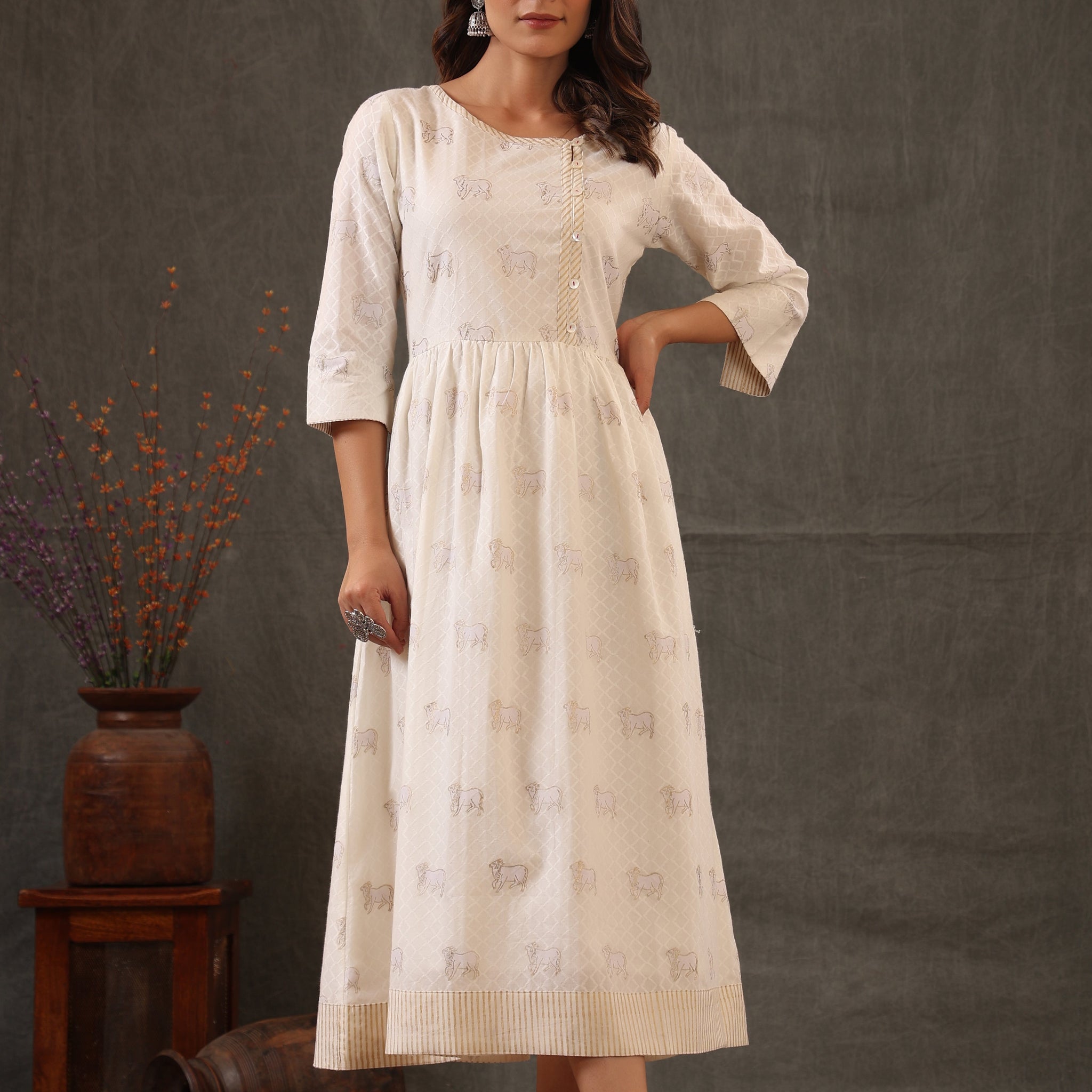 Macron Cream White Dress