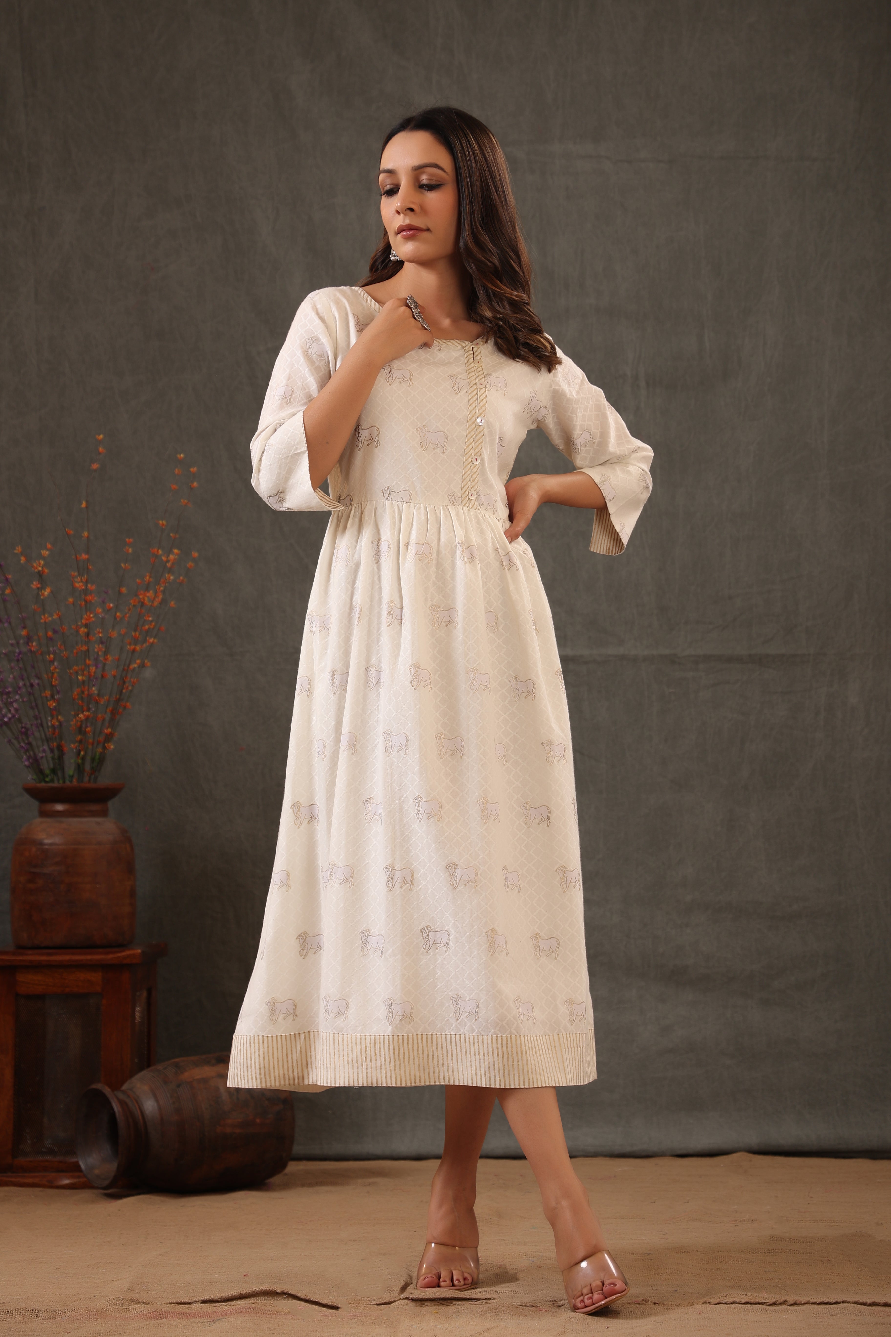 Macron Cream White Dress