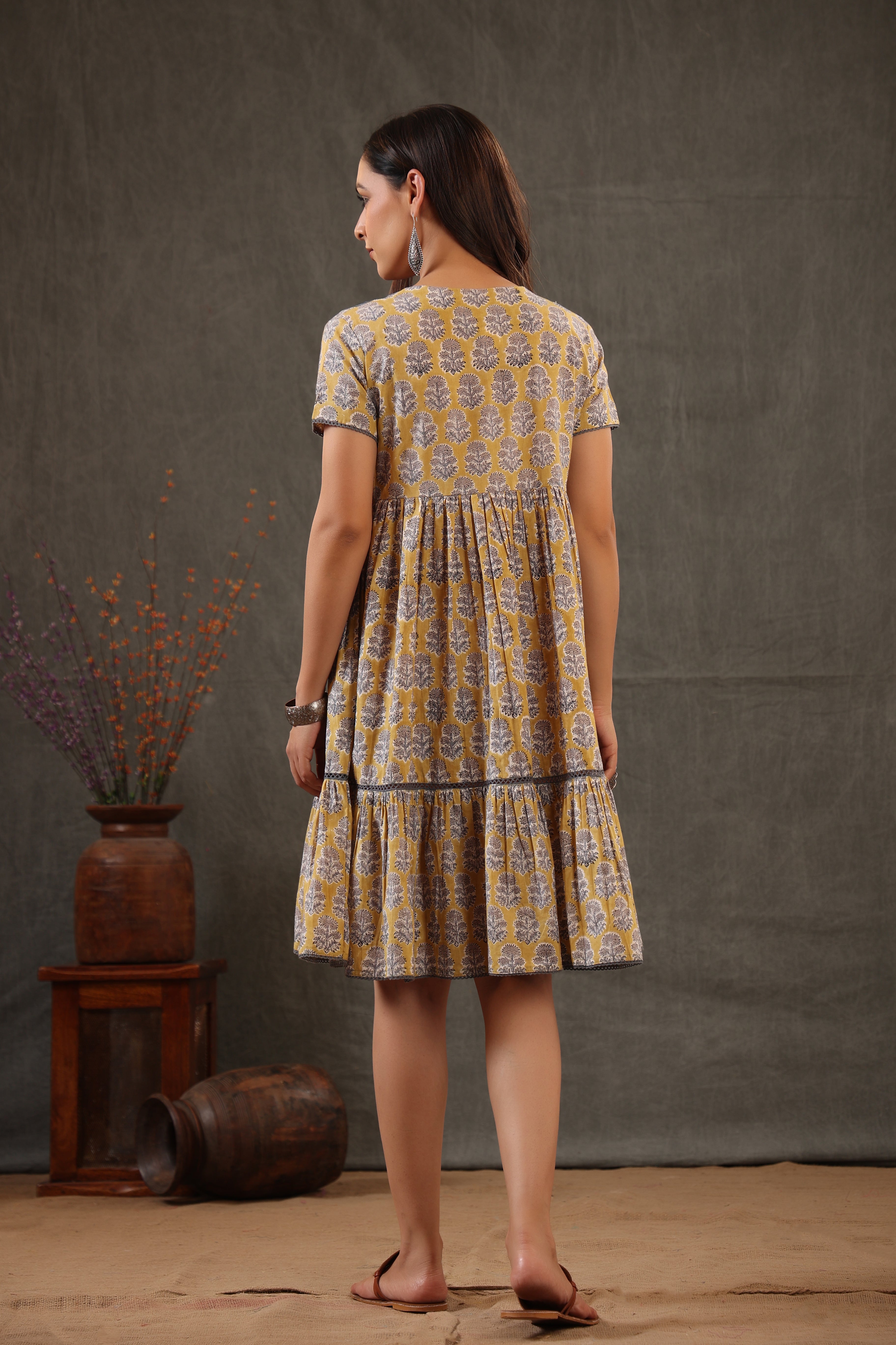 Yellow button down dress