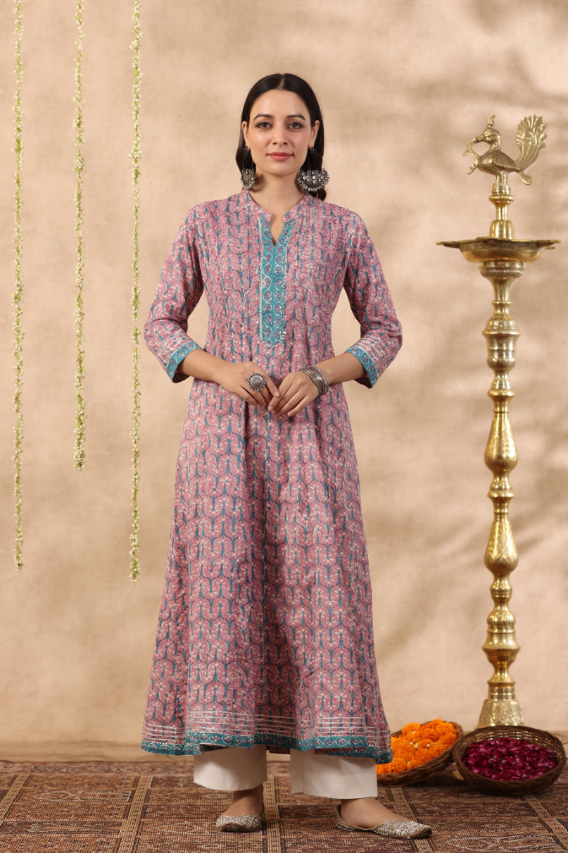 Shuddhi purple and teal green piece kurta and duppatta set