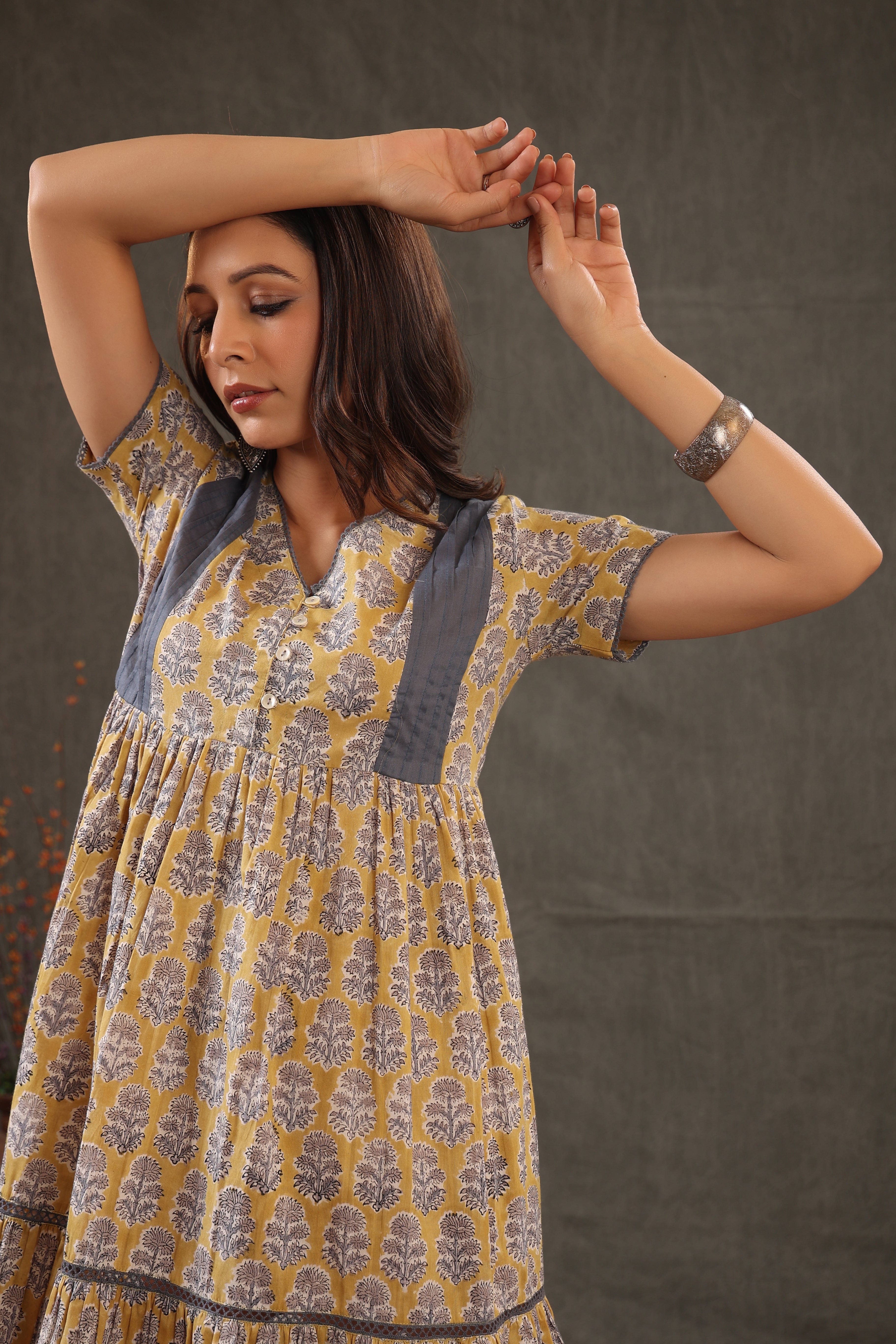 Yellow button down dress