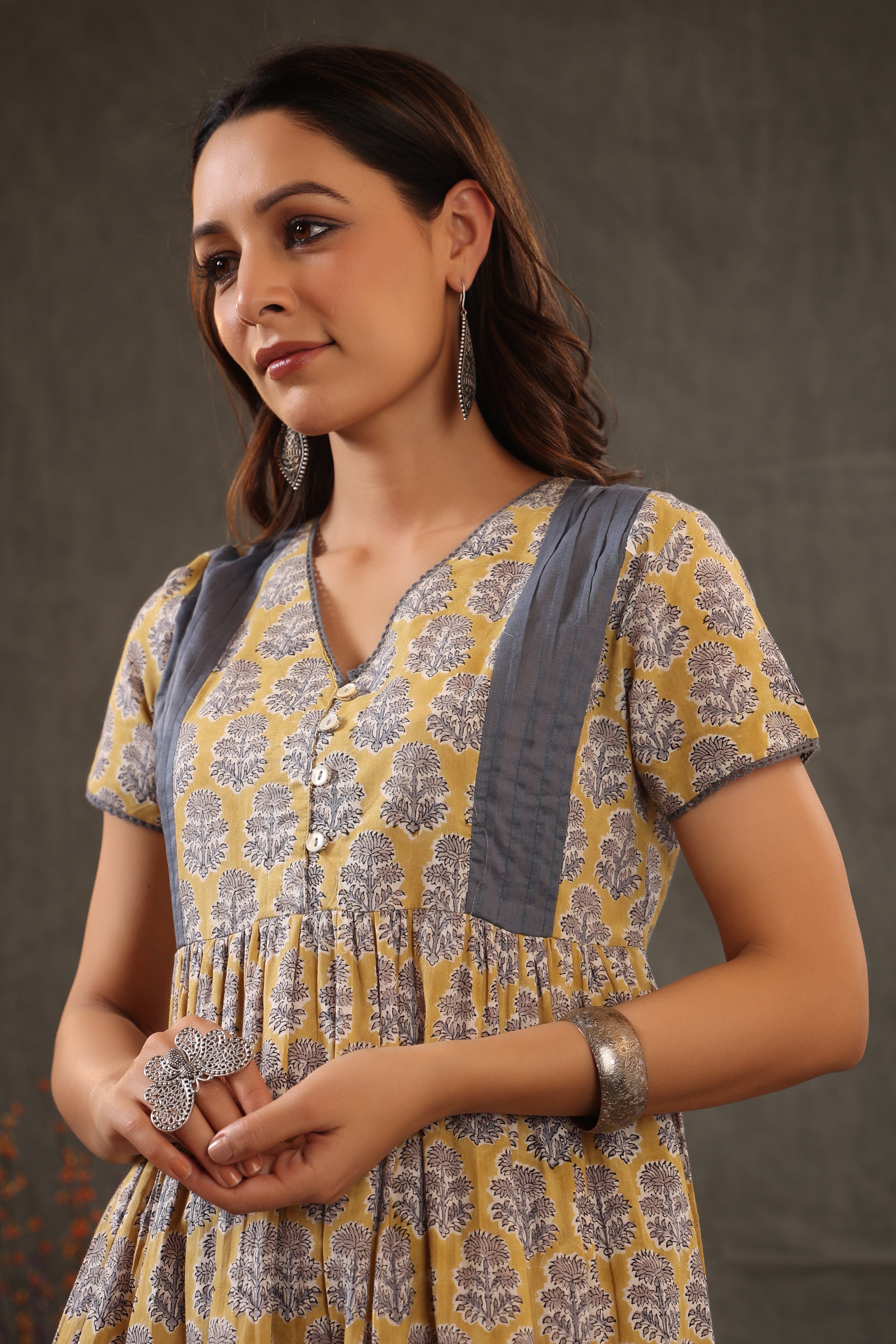 Yellow button down dress