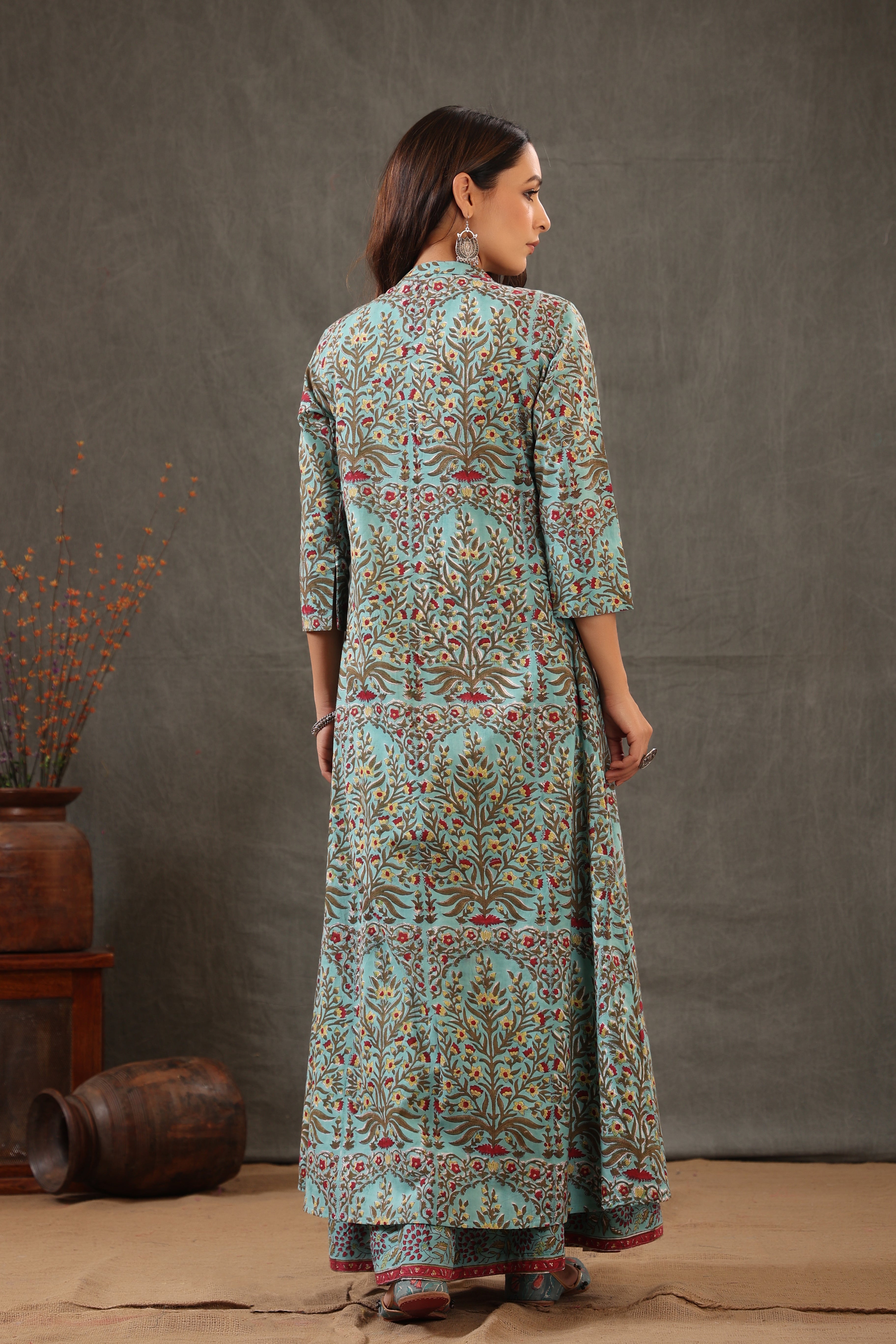 Mint green and scarlet red double layered dress