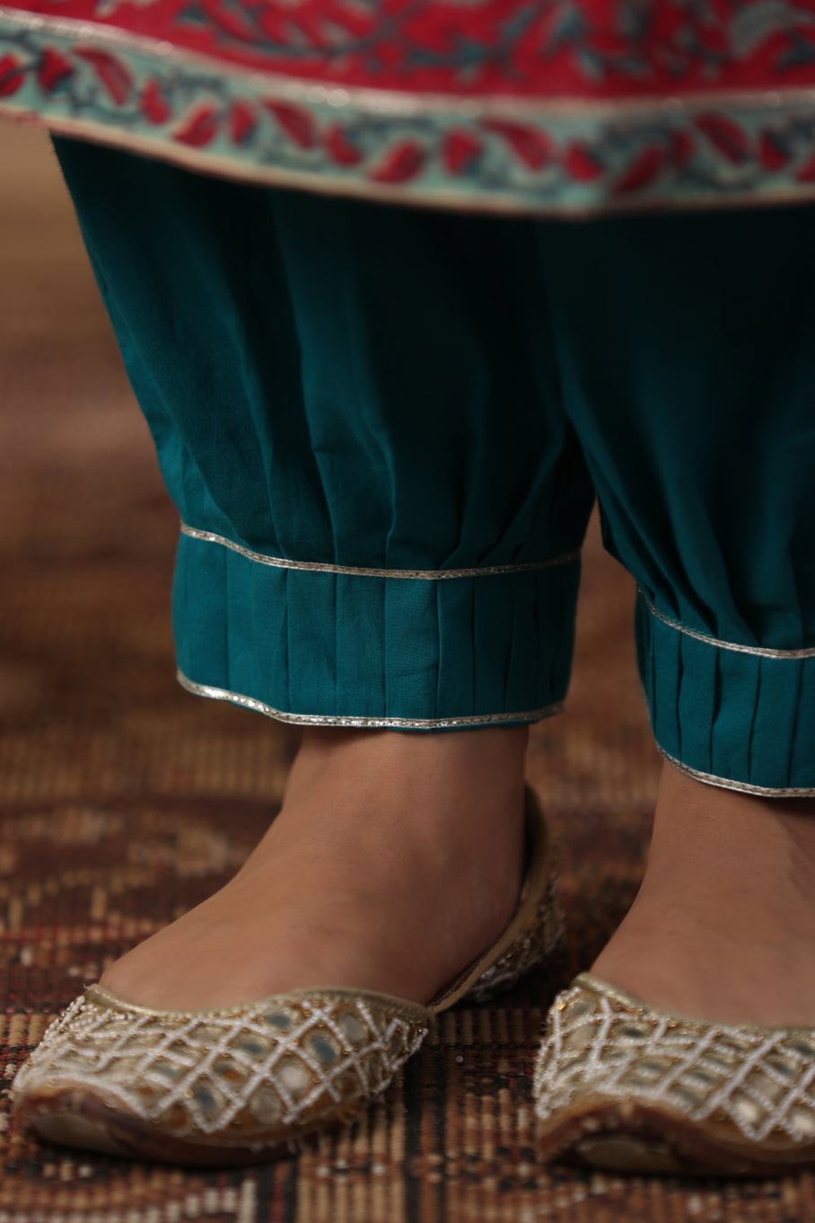 Shuddhi Pink and teal green kurta and duppata set