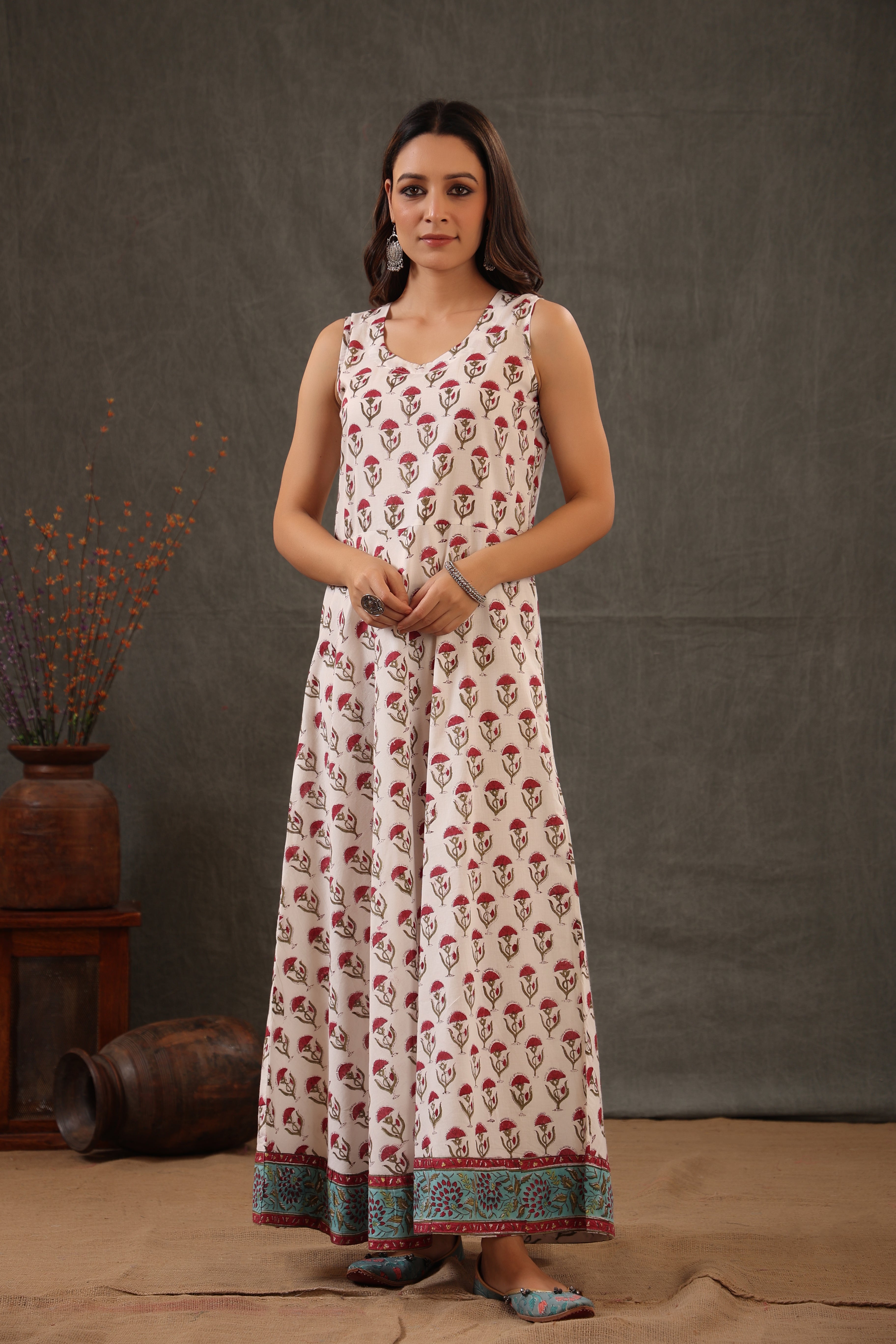 Mint green and scarlet red double layered dress