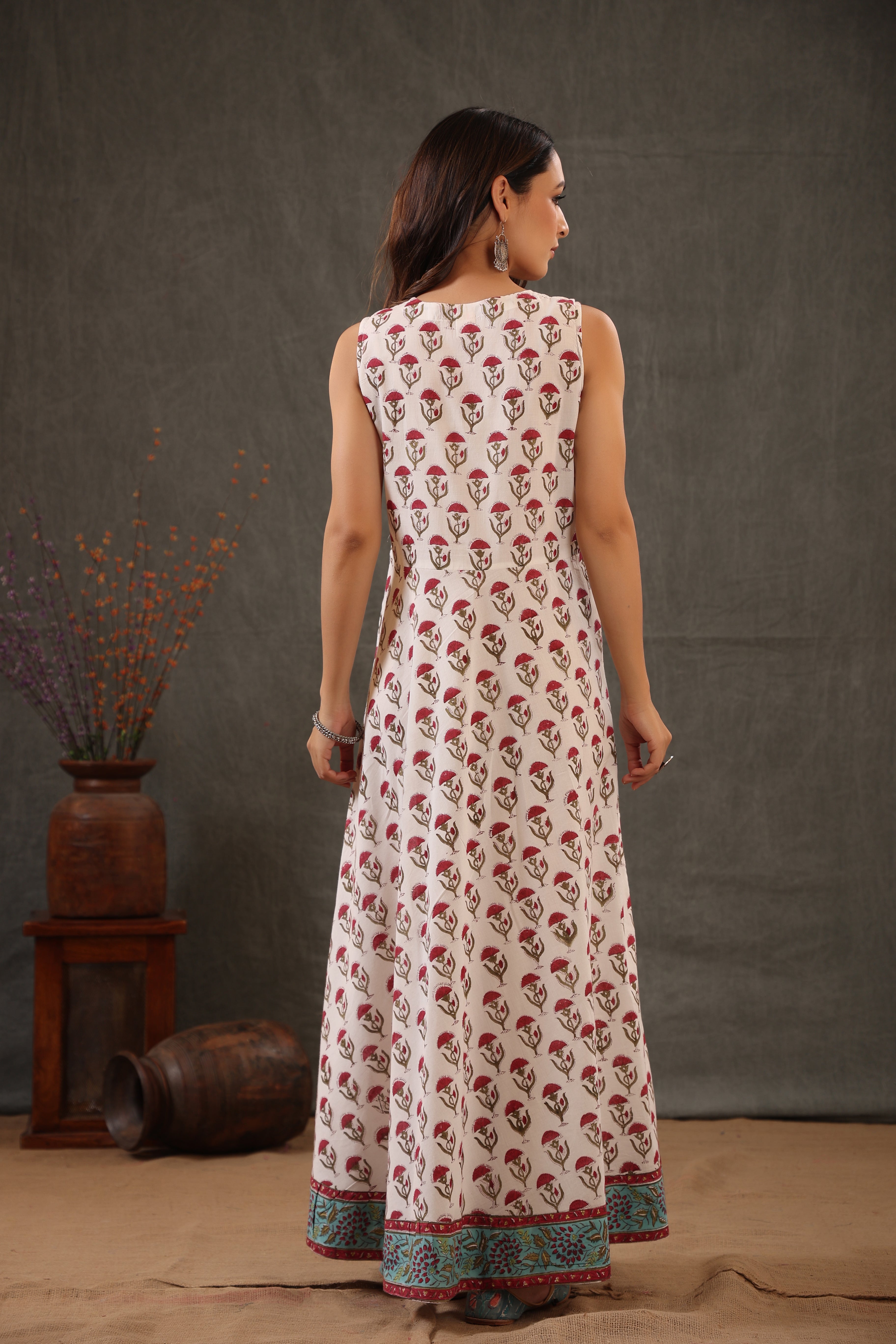 Mint green and scarlet red double layered dress
