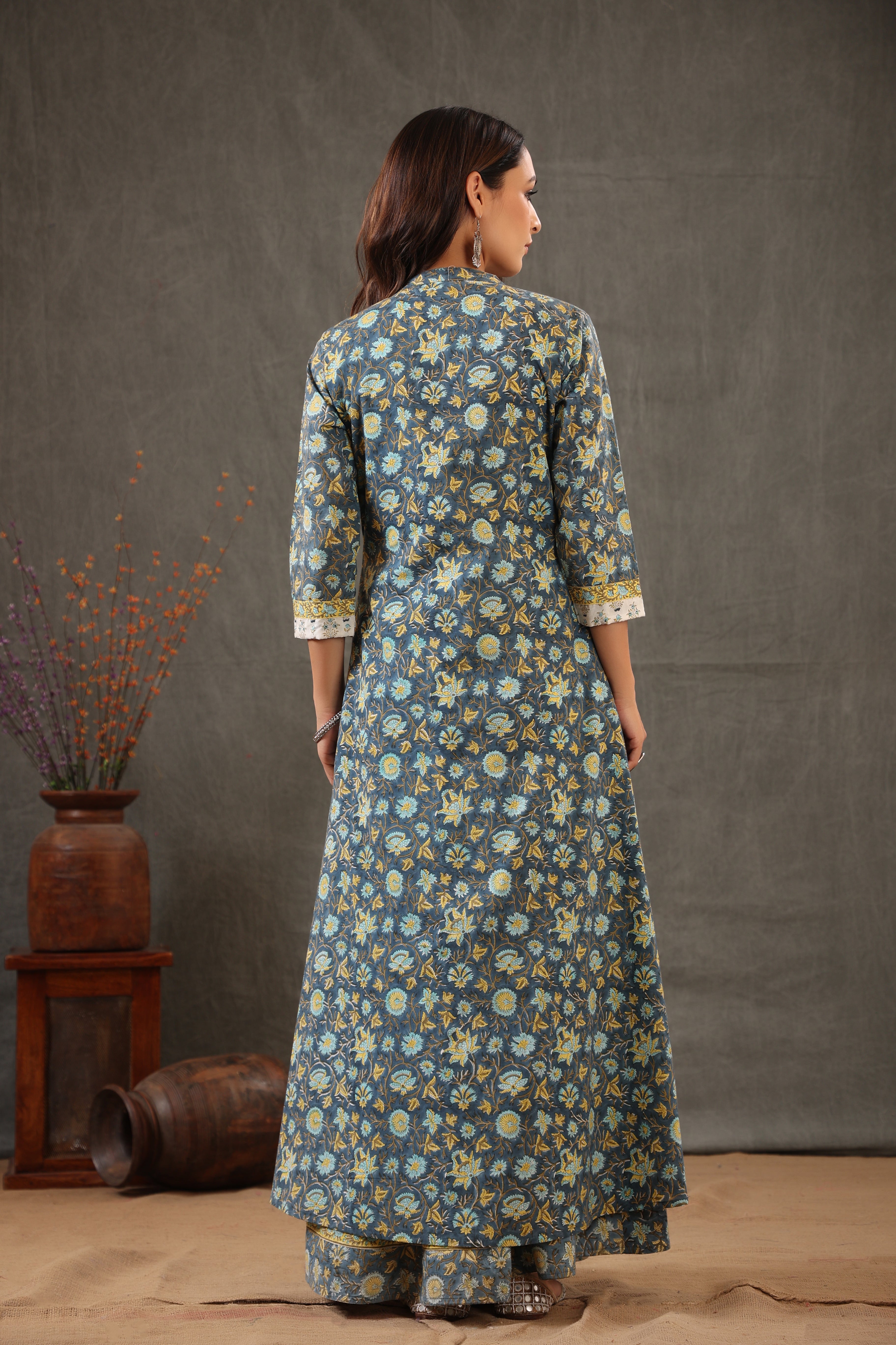 Cobalt Blue and lemon yellow double layered dress